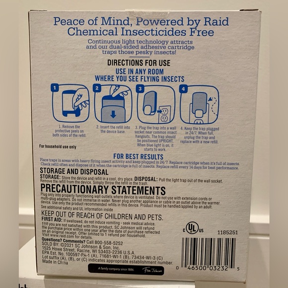 New 2x Raid Essentials Flying Insect Light Trap Starter Kit Plug In - Picture 4 of 5